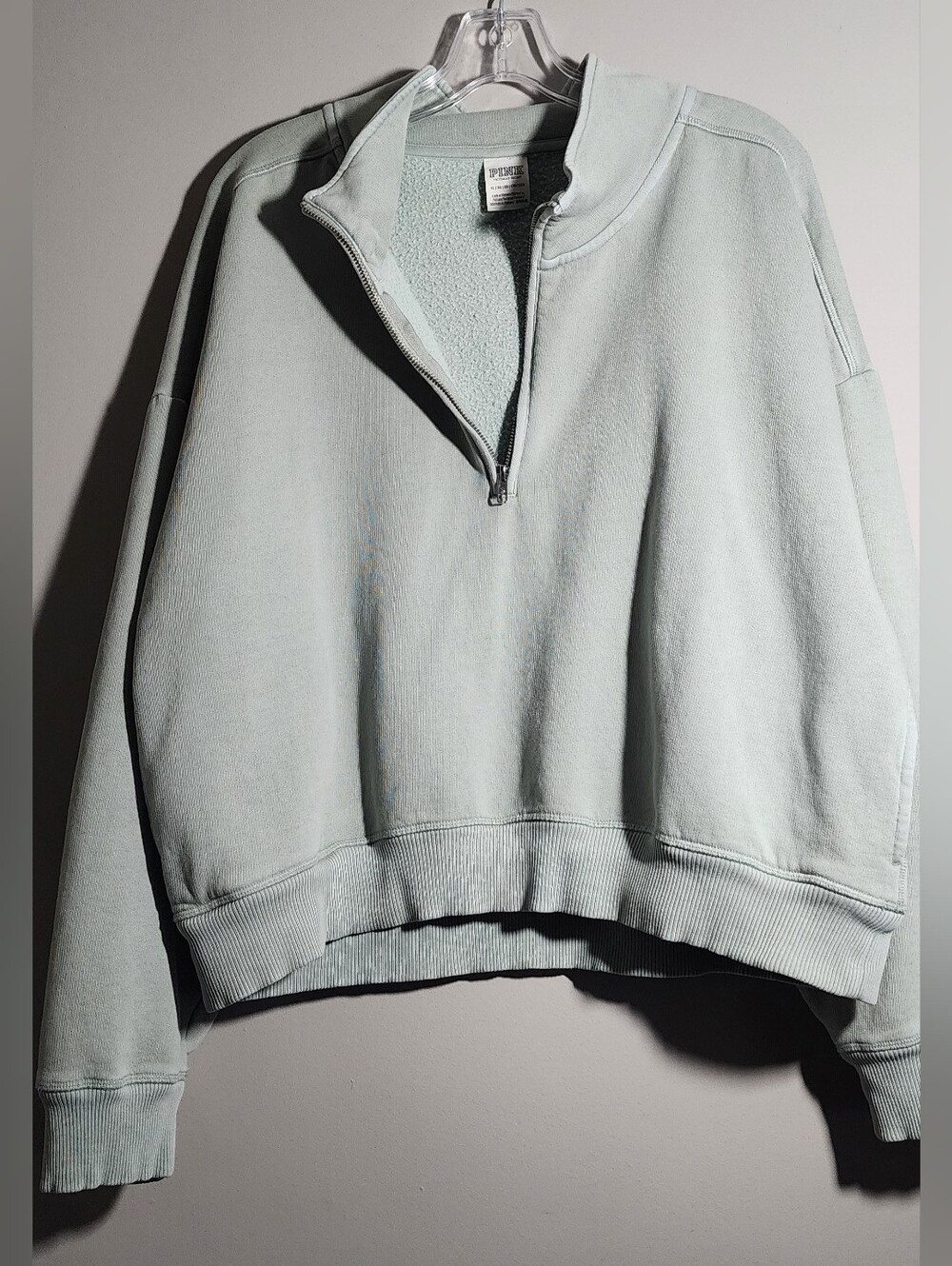 XL Pastel Mint Green Quarter-Zip Sweatshirt Long Sleeve Pink Victoria's Secret